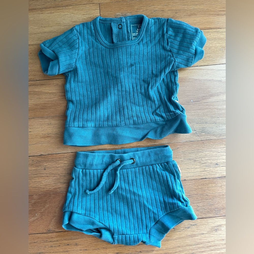 L’Oved Baby Teal Ribbed Baby Outfit Set